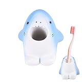 Cute Animal Toothbrush Holder - Shark Pen Pencil Holder,Mini Resin Freestanding Storage Base for Box Pen Brush Toothpick Desktop Storage Container, Washroom Office Organizer Accessories (Shark)