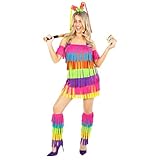Morph Adult Pinata Costume Women Bright Multicolor Womens Dress Pinata Halloween Costumes for Women M