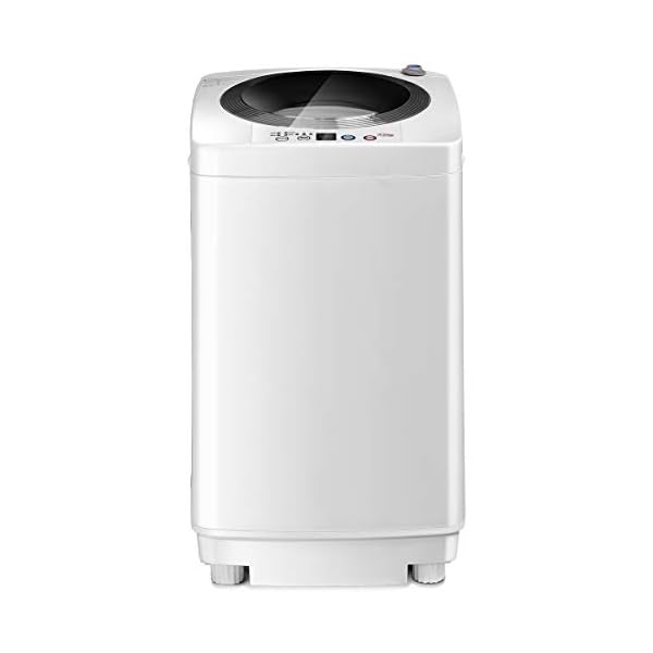 COSTWAY Draagbare compacte volautomatische wasmachine, multifunctionele 2-in-1 wasmachine/spinner met afvoerpomp en lange slang
