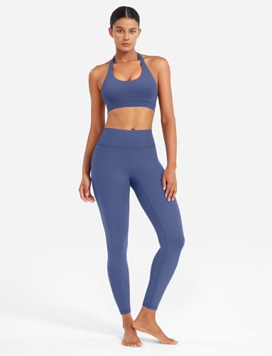Image of YEOREO CoreFlex Women Halter Sports Bra Workout Seamless Padded Basic Bra Open Back Yoga Gym Crop Top