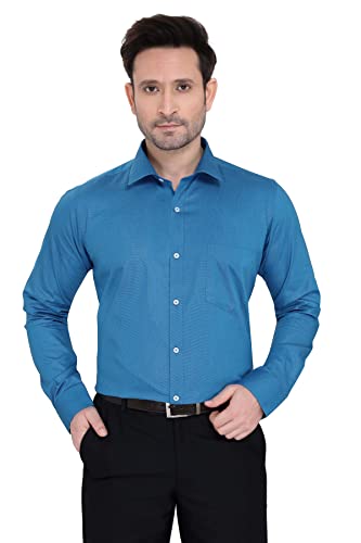 Image of Faubourg Cotton Blend 5377-5382 Men's Solid Plain Full Long Sleeve Slim Fit Formal Shirt