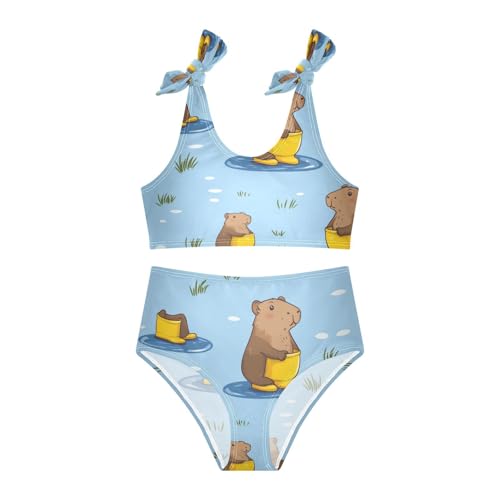 Capybara Blue Grass Guinea Pig Girls Tankini Swimsuit Kids Bikini Sets 2 Pcs Bathing Suit 3T3