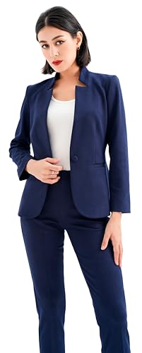 Marycrafts Women's Professional Stand Up Collar Blazer Pant Suits 2 Piece Set Business4