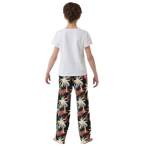 ZZXXB Palm Tree Pineapple Boys Long Pants Soft Trousers Elastic Waist Kids Lounge Bottoms with Pockets S-XL3