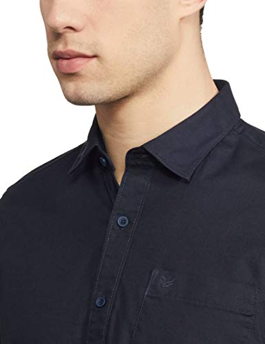 Image of blackberrys Men's Solid Slim Shirt (ES-DOHX73# Navy Dark 39)
