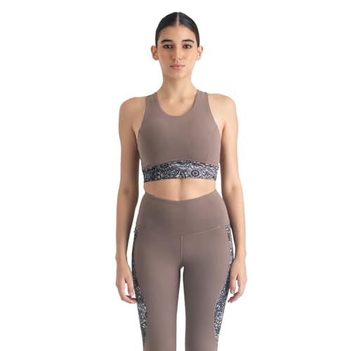 Image of HUNNIT Ankle Length Leggings for Women | High Rise Leggings for Gym | Sweat Wicking Fabric | Squat Proof Workout Leggings | Spandex Leggings | No Camel Toe | Floral Design