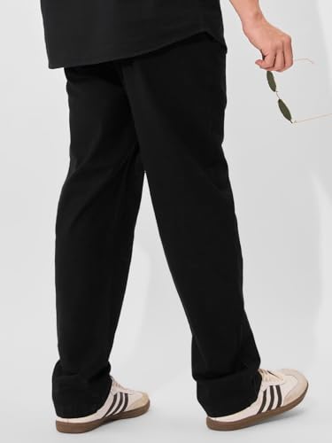 Image of The Souled Store Linen Pants: Men and Boys Drawstringed Solid Straight Fit Summer Ready Lightweight Casual Cotton Linen Pants