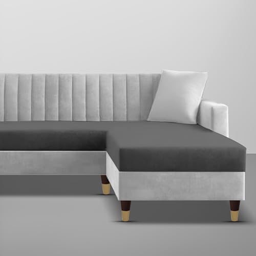 Image of Casaliving Garcia L Shape Sofa Set for Living Room Premium Fabric Sofa (4 Seater RHS, Black Grey)