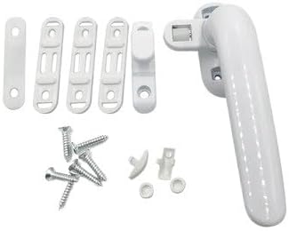 Casement Locking Handle,1Set Aluminum Alloy with Lock Wheel Replacement Parts Sliding Door Window Hardware Home Improvement Handles(White,Right)