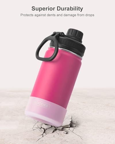 Image of Koodee Small 12 oz Stainless Steel Vacuum Insulated Wide Mouth Water Flask with Leakproof Spout Lid, Reusable BPA Free Bottle (Rose Red)