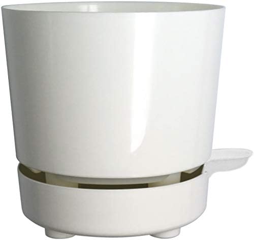 6" Self Watering + Self Aerating High Drainage Deep Reservoir Round Planter Pot Maintains Healthy Roots for Indoor & Outdoor & Windowsill Gardens (White)