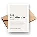 Du schaffst das Definition Klappkarte &ndash; Motivations Karte zum verschenken | Hochwertige Gl&uuml;ckwunschkarte | Originelle Geschenkidee | Handmade | 300g Papier | Grusskarte Inkl. Umschlag