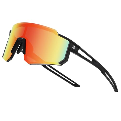 DUCO Polarisierte c Jugend sport Radfahren Schatten Leichter Rahmen UV400 Kind Jungen Mädchen Baseball Sonnenbrille DK310 (Schwarz Rahmen Schwarz Temple Revo Orange Linse)