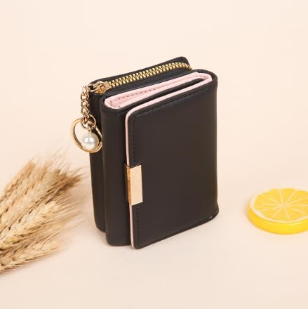 Mothers Day Gifts,Wallet Women,Fashion Tri-fold Short Wallet, Multi Card Slots Coin Purse, Foldable Faux Leather Credit Card Holder - Slim & Compact Design (Black)2