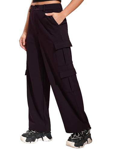 Image of Tokyo Talkies Pure Cotton Straight Wide Leg Cargo Pants |Relaxed Fit Utility Trousers