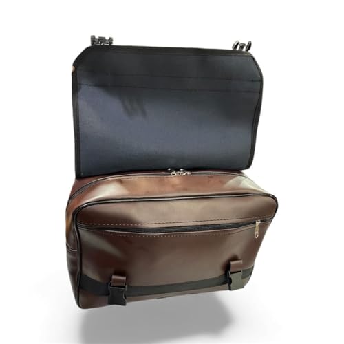 Image of Maya Bike Side Bag Brown PU Leather | Universal Motorcycle Saddle Bag | Premium Brown Side Storage Bag for All Bikes | Heavy Duty PU Leather Fabric, Water Resistant, Large Capacity Travel Bag
