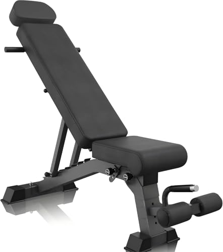 BARWING 1300 LB Weight Bench Heavy Capacity | 9-4-4 90° Adjustable Incline Decline Exercise Chair for Home Gym More Stable and Durable | Foldable Training Lifting Bench | Dragon Flag Handle for Abdominal Arm Workout