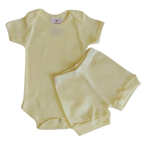 Kit Conjunto Body Short Tapa Fralda Bebê Liso Menino Menina Manga...