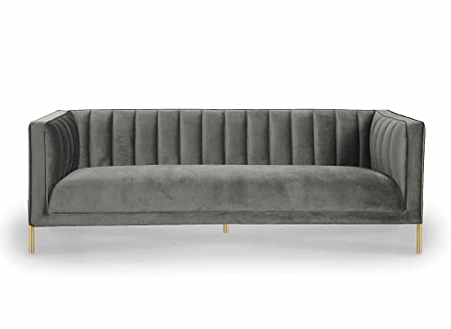 DecoInParis Canapé 3 Places en Velours Pieds doré Roby (Gris) Cover