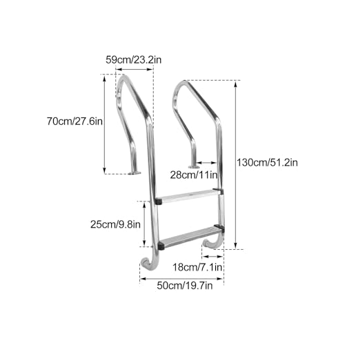 Escalera para piscina acero inoxidable 2 peldaños antideslizante miniatura 3