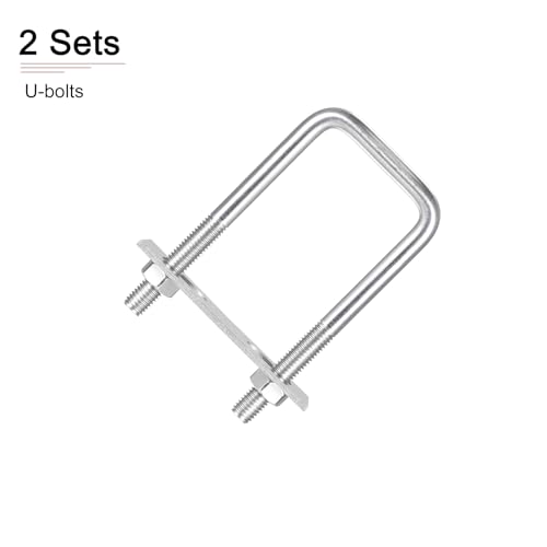 Image of DTGN M10x50x120mm(ThreadxWxL) Square U Bolt - 2Pack - Good for Trailer Pipe Replacement Parts - 304 Stainless Steel U Shape Bolts