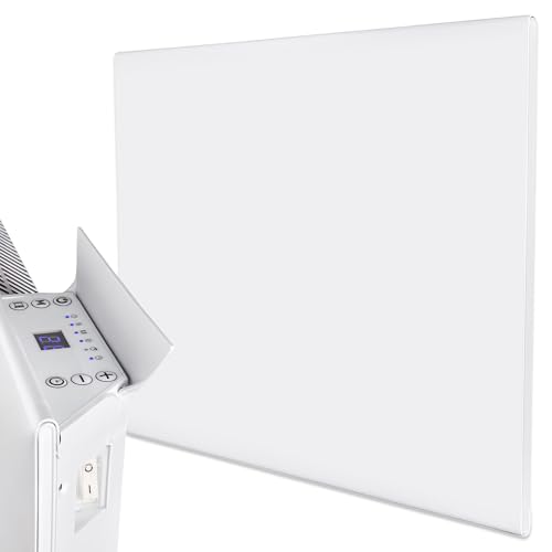 MYLEK Panel Heater Radiator Electric 0.5KW - Daily and Weekly Timer, Digital Thermostat - Wall Mounted Slimline White Panel Heater for Bathroom, Office, Bedroom, Garage (500 Watt) Lot 20 Compliant