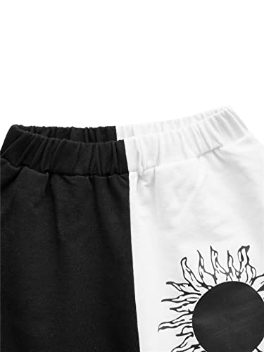 Soly Hux Girl's Graphic Letter Print Colorblock Elastic High Waisted Sweatpants Joggers Pants Black White Sun 11-12Y #TOP2