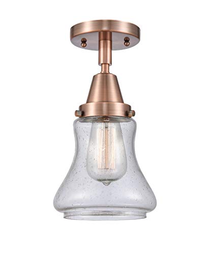 Innovations 447-1C-AC-G194 Transitional One Light Flush Mount from Franklin Restoration Collection in Copper Finish,