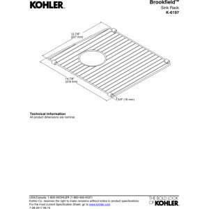 Rejilla para lavabo derecha Kohler Brookfield acero inoxidable miniatura 2