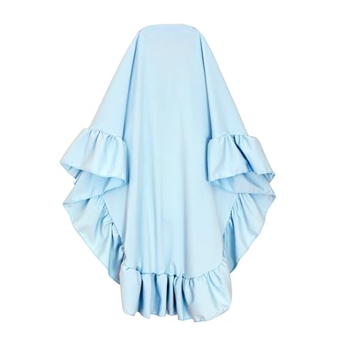 Lmdudan Muslim Clothes for Girls Kids Abaya Long Sleeve Dress with Cotton Hijab Islamic Kaftan Ramadan Prayer Dresses 2PCS4