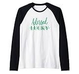 Photo Gallery san pattys day merch 2021 - beato (barrato) fortunato maglia con maniche raglan Photo Gallery san pattys day merch 2021 - beato (barrato) fortunato maglia con maniche raglan