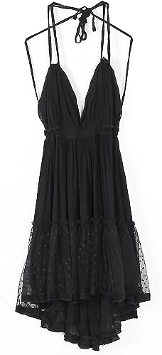 Image of ForeMode Summer Deep V Neck Bohemian Women Mini Short Dress Backless Beach Boho Dress