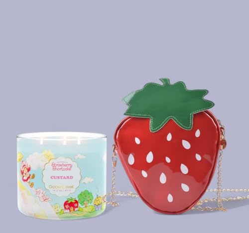 Strawberry &Custard 3-Wick Candle by Goose Creek, 14.5 oz, with Matching Strawberry Crossbody Purse