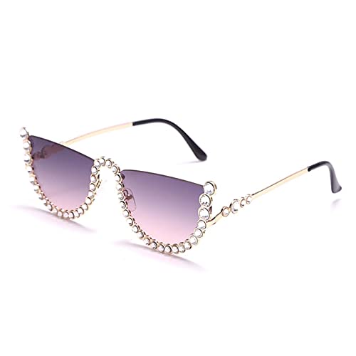 Lunettes de soleil décoratives à demi-monture fine et design géométrique