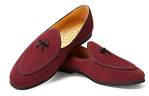 Image of Journey West Men's Suede Leather Belgian Loafers for Men Slip-on Casual Penny Casual Loafers