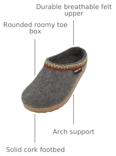 Image of HAFLINGER Grizzly Zigzag Felt Clog Wool Slipper