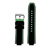 POYNMRE Cinturino for orologio in silicone con interfaccia convessa compatibile cinturino in gomma Citizen Red Devils serie CC3079-11E CC3075-80E CC3039-08(Black Green-silver)