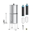 Waterdrop Alkaline Gravity-fed Water Filter System, Increase PH, Reduces Fluoride and up to 99% of Chlorine, with 4 Filters,Metal Spigot,Stainless Steel Stand and Sight Glass Spigot