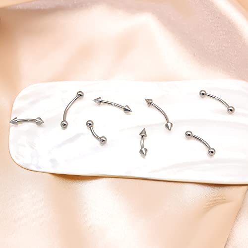 BLISI G23 Solid Titanium Eyebrow Piercing Jewelry, Gokd Black Rose Gold Silver Pink Rainbow Eyebrow Rings 16G Curved Barbell,Tiny Vertical Labret Lip Jewelry Rook Piercing Jewelry for Women and Men4