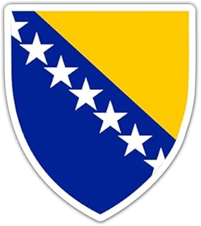 Squiddy Bosnia Herzegovina Coat of Arms Bosnian Pride - Vinyl Sticker Decal for Phone, Laptop, Water Bottle (3" Tall)