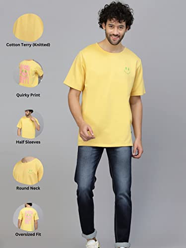 Image of Rigo Back Printed Half Sleeves Round Neck Oversized T-Shirt for Men | Drop Shoulder T-Shirt for Men | Loose Baggy Fit T-Shirt for Men