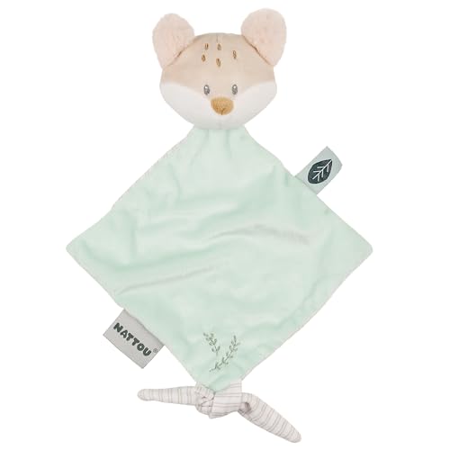 Nattou Mini-Schnuffeltuch aus Polyester, Fuchs, Für Neugeborene und Frühchen, Ca. 19 cm, Flo, Oli & Ernest, Flo Mintgrün – Ansicht 1