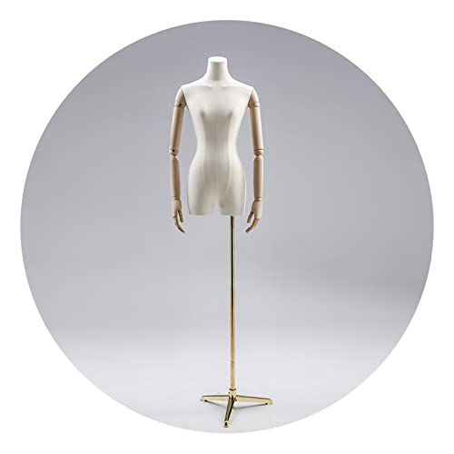 Female Mannequin Torso Body, Fashion Half Body Dress Form Model Props, Dummy Manikin with Tripod Stand Base for Clothing Suit Display, 4 Sizes