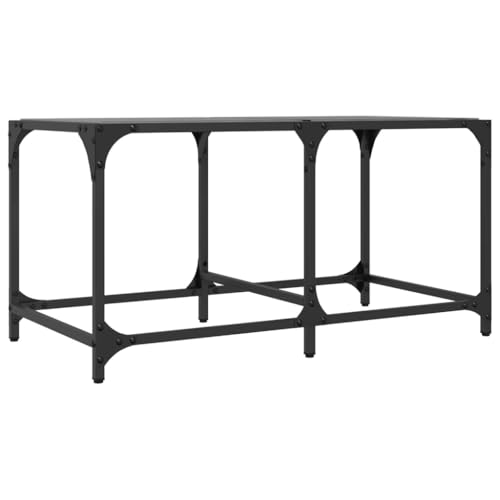 Table basse avec plateau en verre durable et structure en acier noir résistante - 7