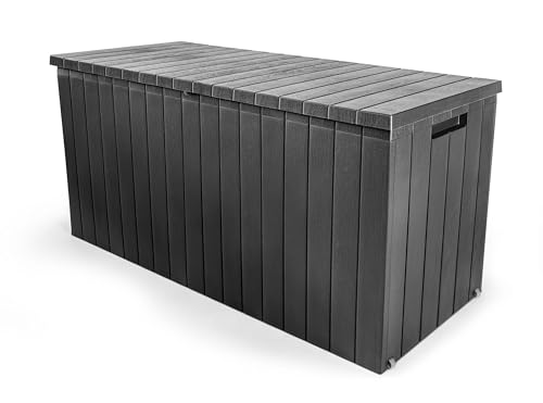 Dynamic24 Auflagenbox 268 L Holz Optik mit Tragegriffen und 2 Rollen...