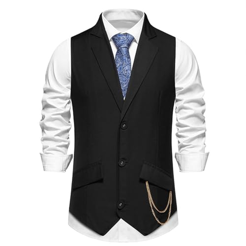 Mashaouyo Chalecos casuales de negocios para hombre, ligero, ajustado, chaleco cortavientos para hombre, Negro, M