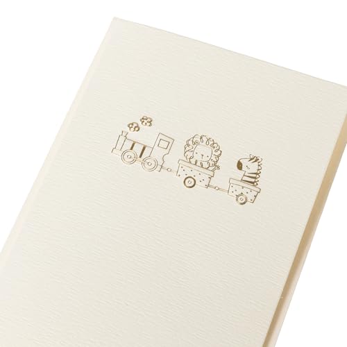 Image of Graphique Baby Train Cards, Pack of 10 Cards with Envelopes, Newborn Greeting, Congratulations to New Parents, Blank Inside, Gold Foil Embossing, La Petite Press Collection Boxed Set, 3.25 inch x 4.75 inch