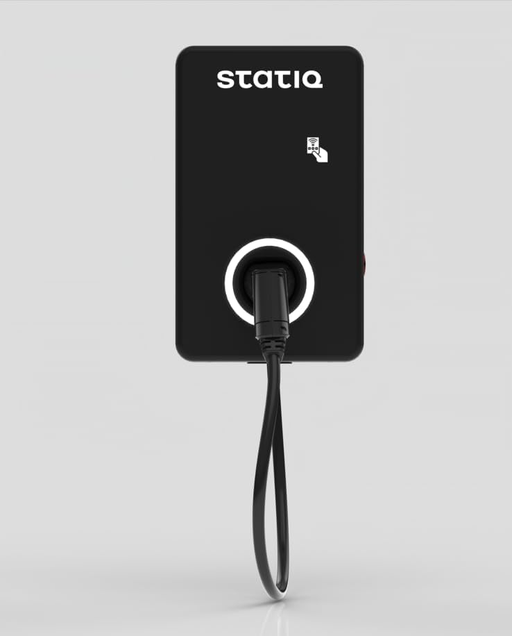 Image of Statiq 11kW Smart Nectar Home EV Charger with 5m Cable | App + RFID | Auto Cut-Off, Load Balancing | ARAI Certified, IP66 Rated | 2-Year Warranty