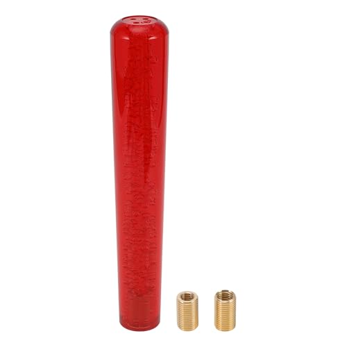 HOPESPANNER Pomos De Cambio De Marchas Universal De Cristal Cilíndrico De 25 cm Acrílico Para Vehículos Automáticos Y Manuales Con 2 Adaptadores Rojo 1 Set