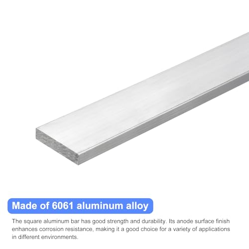 Image of uxcell Square Aluminum Flat Bar, 5 /16 inch Thick 1.6 inch Width 10 inch Length Square Aluminum Bar 6061 Aluminum Flat Plate, 8 x 40 x 254mm T6511 Solid New Mill Stock for Industrial Building